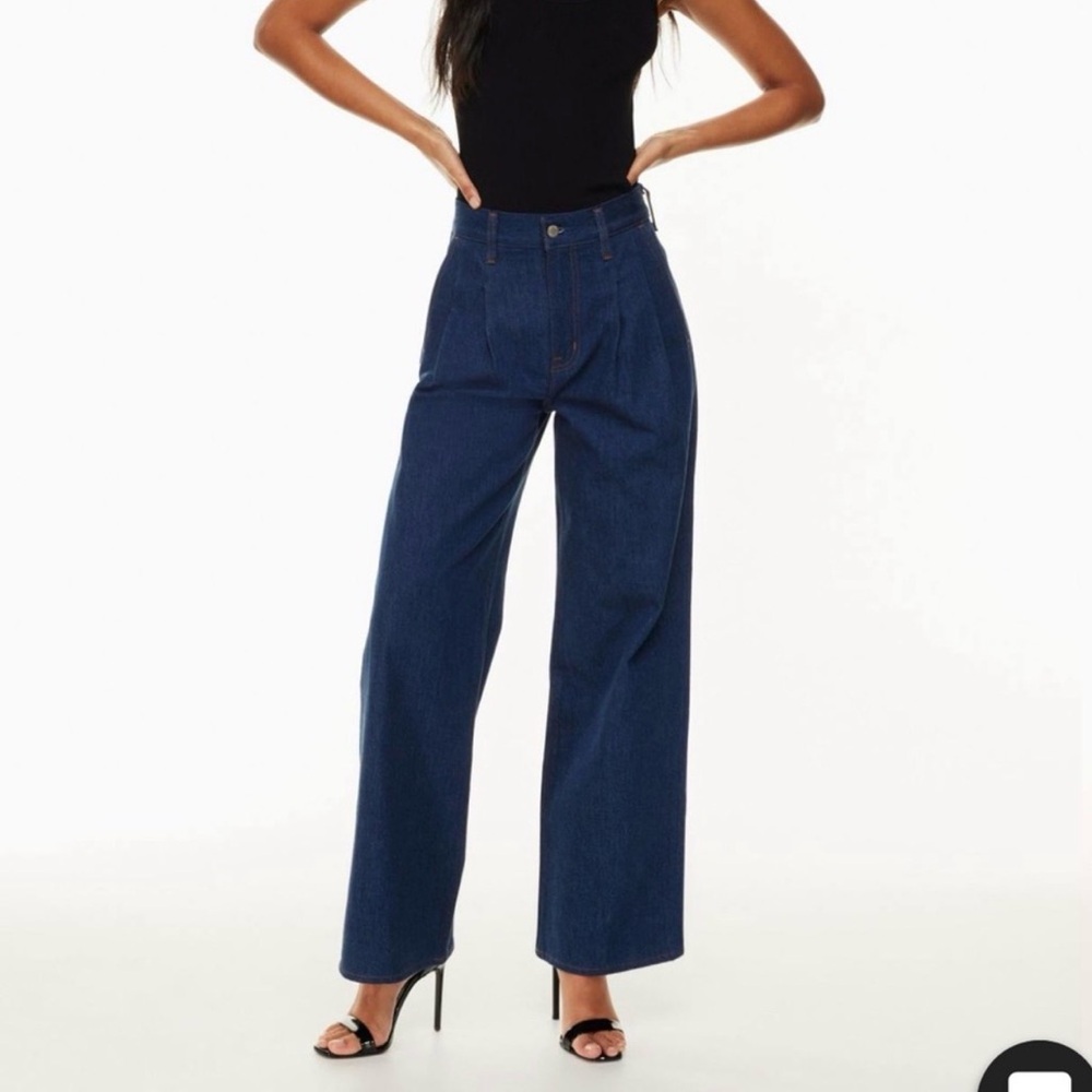 Denim Forum The Belinda Hi-Rise Wide Jeans Women’s Size 32 Blue Pleated Zip Fly